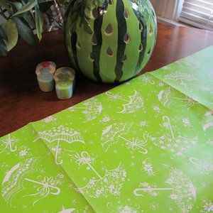 Vintage Hallmark Shower Gift Wrap Cute Umbrellas w Flowers & Bows 2 Sheets